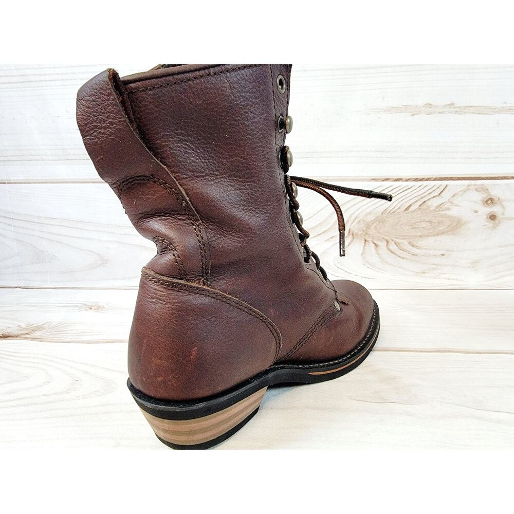AdTec Brown Leather Kiltie Packer Western Boot Childrens Size 6 Like New - Picture 12 of 16